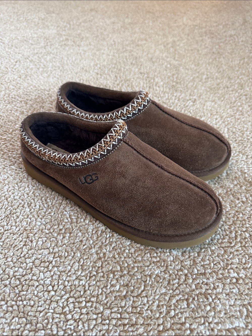 UGG Men's Chocolate Brown Tasman Suede Slip-On Slippers